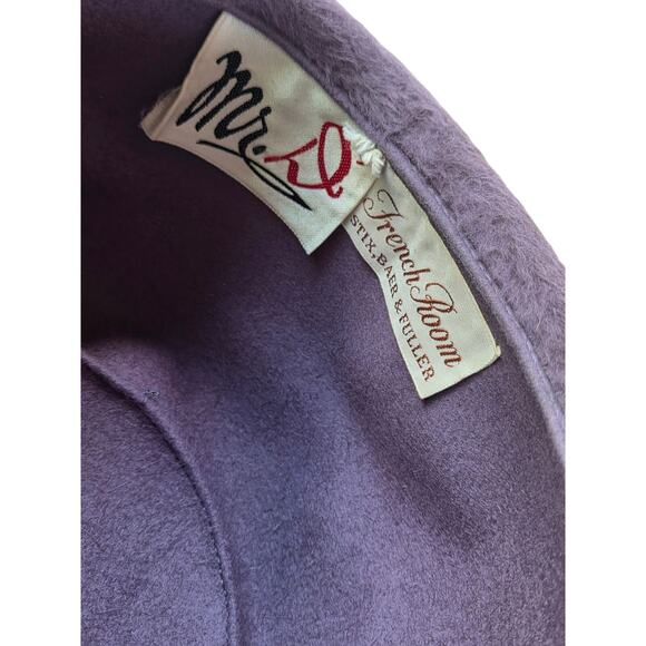 1960s Mr D French Room Lavender Fur Felt Hat | Vintage Rhinestone Pillbox - Picture 12 of 12